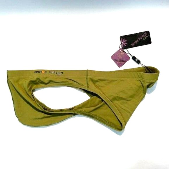 Brave Person  Men's Swim Bikini Brief - Olive Green (BP9791-OL) Contoured Pouch - Picture 7 of 13